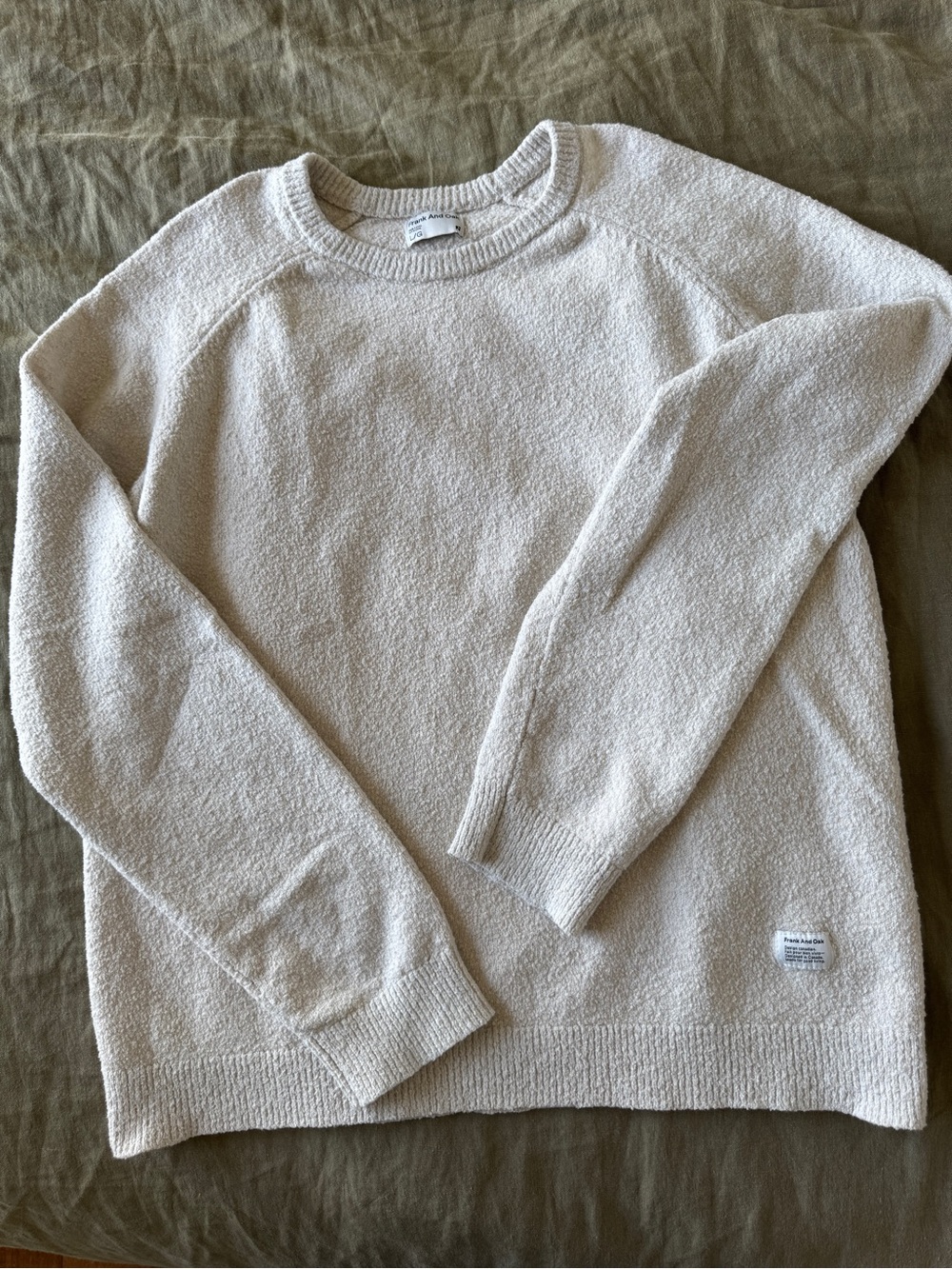 Frank & Oak Men's Cream Crewneck Textured Sweater